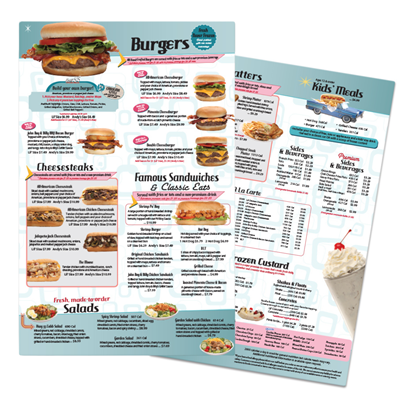 Waterproof Flat Table Menus 8.5"x11"
