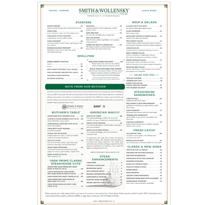 Waterproof Flat Table Menus 13"x19"