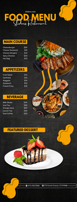 Waterproof Flat Table Menus 4.25"x11"